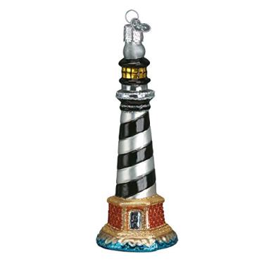 Imagem de Old World Christmas Coleção Ornamentos soprados de vidro para árvore de Natal capa farol Hatteras, 20017