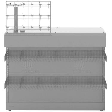Imagem de Balcão Caixa Para Comércio 1,20m Com Expositor E Bandeja Em Aço Amapá