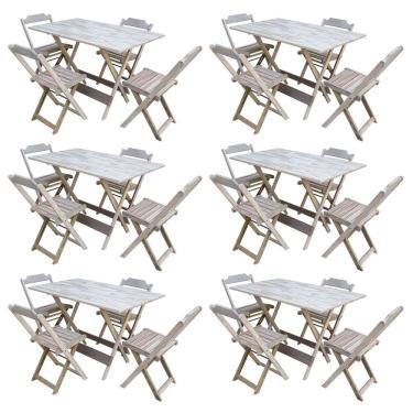 Imagem de Kit 6 Jogos De Mesa Com 4 Cadeiras De Madeira Dobravel 120x70 Ideal Para Bar E Restaurante - Sem Pin