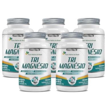 Imagem de Kit Com 5 Tri Magnésio (taurato, malato e bisglicinato) 500mg 60 Caps -Flora Nativa