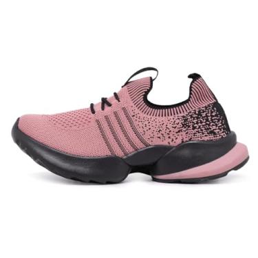 Imagem de Tênis Meia Casual Esportivo Feminino Para Bike Caminhada Treino Leve (Preto e Rosa, BR, Adulto, Numérico, M, 36)