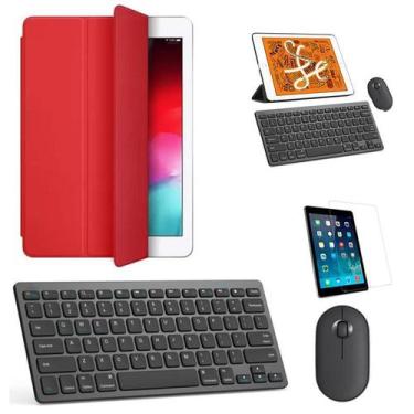 Imagem de Kit Capa Smart Case Vermelho / Teclado e Mouse preto e Película para i