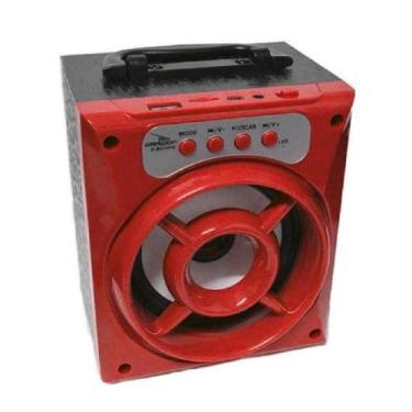 Imagem de Caixa de Som Portátil Bluetooth Mp3 USB Radio Fm Auxiliar 8W Aero Verm