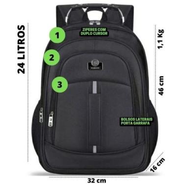Imagem de Mochila Reforçada Cabo de Aço Unisex Notebook Cabo USB Saída Celular -