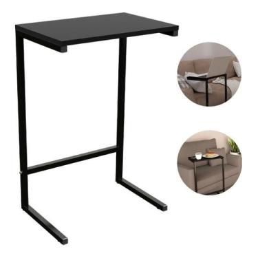 Imagem de Mesa De Apoio Lateral Encaixe Braço Sofá Cama Até 20kg Madeira Aço Vin