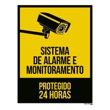 Imagem de Kit 3 Placa Sistema Alarme Monitoramento Protegido 24 36X46 - Sinalizo