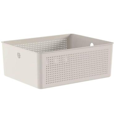 Imagem de Cesto Organizador Multiuso Bege Flow 34x27x13cm Ou 12L Lavanderia Closet Banheiro