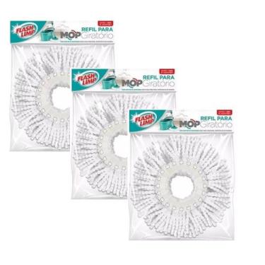 Imagem de Kit Com 3 Refil MOP Esfregão Giratório Lavável e 100% De Microfibra Fl