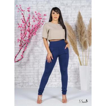 Imagem de Calça Legging Montaria Térmica Suplex Peluciada Com Bolsos Quentinha -