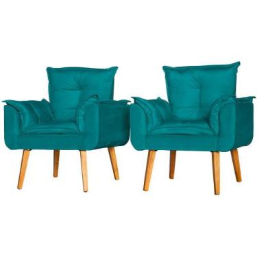 Imagem de Conjunto 2 Poltronas Para Sala Decorativa Opala Suede Verde Água ANF S