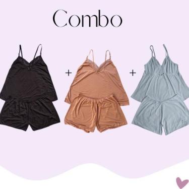 Imagem de Combo 3 Babydools Plus Size do 48 ao 54 - Orquídea Lingerie, Azul mari