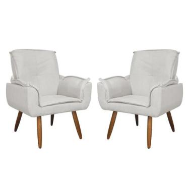 Imagem de Kit 02 Poltronas Decorativa Emília Plus Suede Várias Cores - Ds Estofa