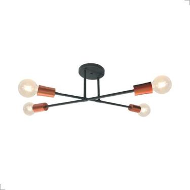 Imagem de Plafon Sobrepor Hashteg 4XE27  3030/4PT - Lucce Luz Iluminação, preto 