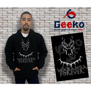 Imagem de Moletom Canguru Masculino Wakanda Forever Pantera Negra Black Panther 