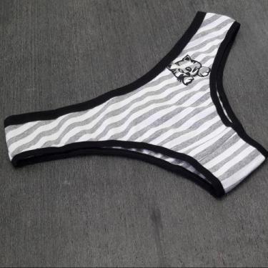 Imagem de Tanga Gatinha - Inspiração Lingerie, Listra branca, Mescla, GG