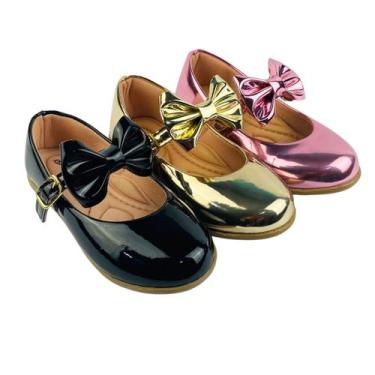 Imagem de Kit Com 3 Pares Sapatilha Infantil Menina Boneca Verniz Confortável SP