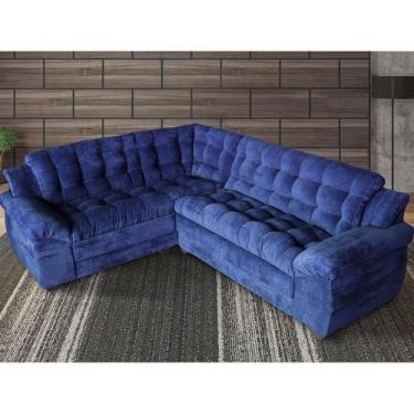 Imagem de Sofá de canto Madrid Premium  2 metros por 2,45 Suede Velut Azul  Sofa