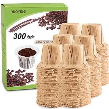 Imagem de K cup Filtros de papel de café descartáveis para filtros de copo K reutilizáveis, filtros descartáveis Keurig K, serve para todas as marcas de filtro de dose única Keurig (300, natural SEM tampa)