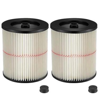 Imagem de Pacote com 2 17816 9-17816 filtro de cartucho a vácuo listrado vermelho compatível com modelos de vácuo úmido/seco 5, 6, 8, 12 e 16 32 galão. Aspiradores produzidos desde 1988 8,5 polegadas -