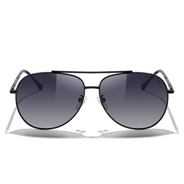 Imagem de MERRY'S Óculos de sol aviador para mulheres e homens, lentes espelhadas polarizadas com estojo - Óculos de sol polarizados para dirigir 60 mm, Armação preta/lente gradiente cinza, Lens width: 60