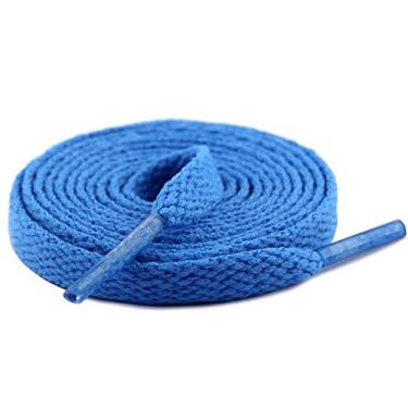 Imagem de CIDOKAT Cadarços planos grossos pretos e brancos para tênis cordas de sapatos crianças adultos (1 par), Azul, 47"/120cm