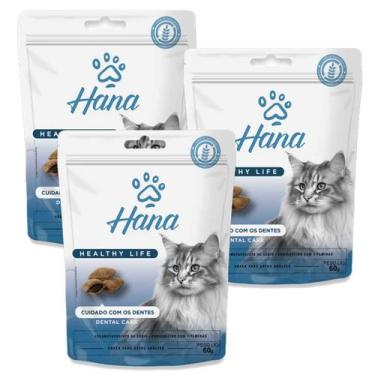 Imagem de Kit 3 Petisco Hana Dental Gato Petisco Adulto 60g