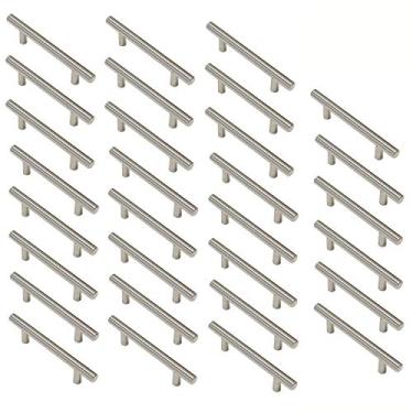 Imagem de Alças de armário Aimyoo – Pacote com 30 puxadores de gaveta de aço inoxidável para utensílios de cozinha, Barra, Overall Length: 6", Hole Center: 3-3/4"