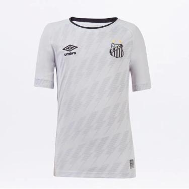 Imagem de Camisa Juvenil Umbro Santos Of.1 2021, 12, Branco, Preto, Masculino