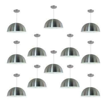 Imagem de Kit 12 Luminária Pendente Meia Lua 24cm Com Interior Branco Brilho Fia
