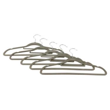 Imagem de Cabide Metal e Plástico Com Veludo 5 Peças Cinza - Quanhe