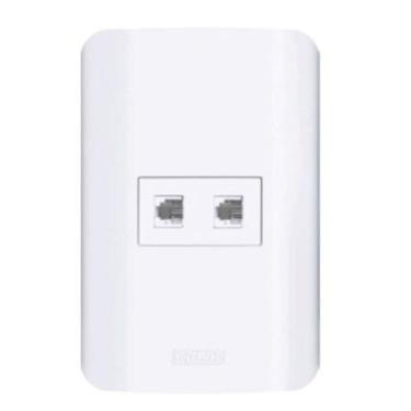 Imagem de Tomada Mdl 2 Rj11 Fone Pl 4x2 Linha Canoa - Romazi 8612