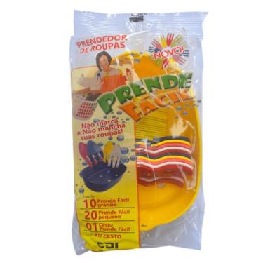 Imagem de Prendedor de Roupa + Cesto Prende Fácil - CDI Plastic, Amarelo
