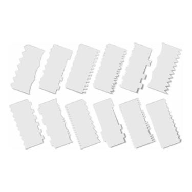 Imagem de Kit 12 Espátulas Alisadores Decorativos P/ Bolos Mais Forte - PlimShop