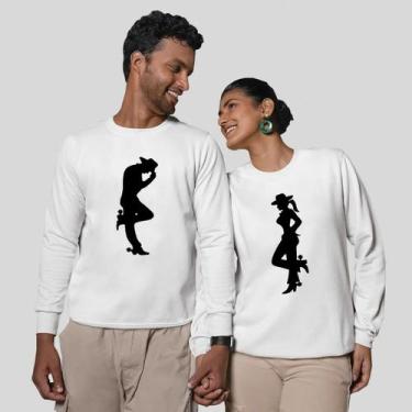 Imagem de Kit 2 Blusas Frio Moletom Careca Sem Capuz Casal Namorados Cowboy - MP
