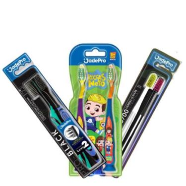 Imagem de Kit 4 escovas de Dentes Adulto Macia e Extra Macia + 2 Infantil Luccas