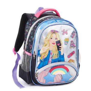 Imagem de Mochila Meninas Costas Denlex Escolar Infantil Boneca Fashion, Preta