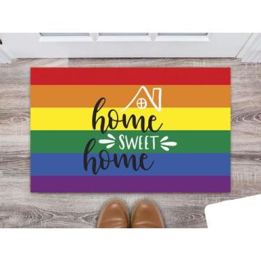 Imagem de Tapete Capacho Decorativo Entrada Porta Sala Home Sweet Home Colorido 