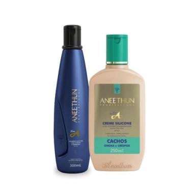Imagem de Kit Aneethun Linha A Shampoo 300ml + Creme de Silicone Cachos 250ml