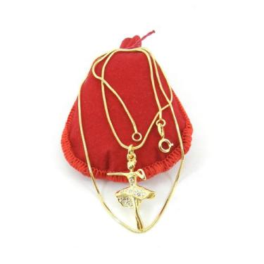 Imagem de Corrente Feminina 50cm 1mm Bailarina Folheado Ouro 18k CR214 - WNBIJOU