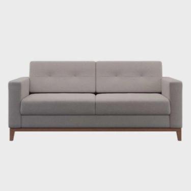 Imagem de Sofá Com 3 Lugares Living Pés E Base Madeira Em Linho Cotton - Neros I