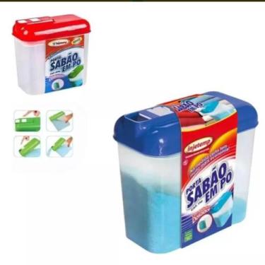 Imagem de Porta Sabão Em Pó Com Dosador e Tampa 1 Kg Plástico - Injetemp