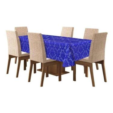 Imagem de Toalha De Mesa De 4 Lugares Tecido Jacquard - Campari, Azul Royal