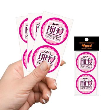 Imagem de 50 Etiquetas Adesivas  Mimo Rosa  Adesivos Recebidos 4Cm - 4FOOD PRINT