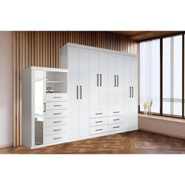 Imagem de Guarda Roupa 2 Peças (1GuardaRoupa+1Cômoda) QC138 Branco - Santos Andirá