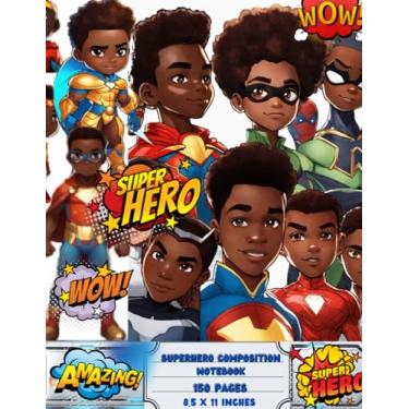 Imagem de Primary Composition Notebook with Picture Space: Draw and Write Journal for Kids Story Paper for Boys Afro African American Black Boys Superhero ... Notebook Early Childhood to Kindergarten