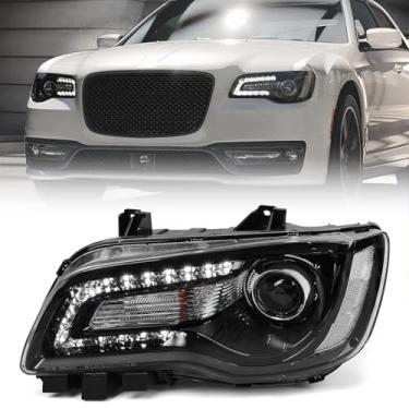 Imagem de Huray Conjunto de farol de halogênio esquerdo adequado para Chrysler 300/300C 2015 2016 2017 2018 LH OE farol de projetor de fábrica com LED DRL substituição para CH2502269 68214383AD lado do