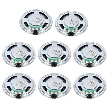 Imagem de uxcell 8 peças de alto-falantes pequenos de 0,5 W e 16 Ohm, caixa de metal redonda, micro ímã interno para mini alto-falantes, DVD, EVD, multimídia, portátil, máquina de publicidade portátil