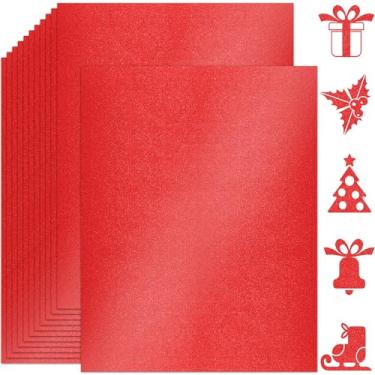 Imagem de Twavang 25 folhas de papel cartolina vermelho brilhante 21 x 28 cm, 250 gsm/42 kg, papel perolado dupla face para álbuns, convites, impressão e cartões DIY