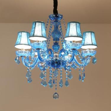 Imagem de Lâmpada Pendente de Cristal Europeu LED Luxo Vela Sala de Estar Restaurante Quarto Hotel Villa Vestuário Loja Salão de Beleza Café Bar KTV Candelabro (C B 6 luzes)