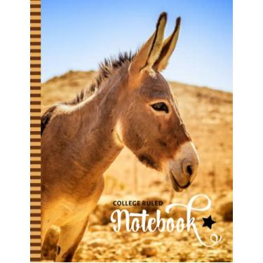 Imagem de College Ruled Notebook: Large 8.5x11 Composition Book / 100 Sheets (200 Pages) / Numbered Pages/Note Taking Gift For Back To School - Writing/Brown Donkey in Green Mountain Landscape Art Photo